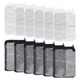 DAZZLUXE Lot de 12 sacs filtrants en éponge pour aquarium - Filtre à charbon actif en maille filet - Filtre à fermeture éclair -