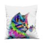 DHSBGWSX 1 housse de coussin décorative pour chat, 45 x 45 cm, multicolore avec motif de chat, pour décoration de la maison