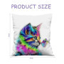 DHSBGWSX 1 housse de coussin décorative pour chat, 45 x 45 cm, multicolore avec motif de chat, pour décoration de la maison