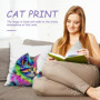 DHSBGWSX 1 housse de coussin décorative pour chat, 45 x 45 cm, multicolore avec motif de chat, pour décoration de la maison