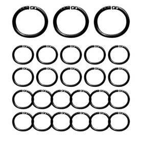 Lot de 25 anneaux de rideau de douche, noirs, en forme de C, diamètre intérieur, 40 mm, convient pour salle de bain, chambre à c