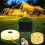 Sprifityy 10M Guirlande Lumineuse Escamotable, Solaire et Chargement USB LED Guirlande Camping avec 8 Modes D'éclairage, Télécom