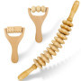 Uoimky Lot de 3 rouleaux de massage en bois avec poignée - Anti-cellulite - Pour le dos, les jambes, le cou, la cellulite - Rela