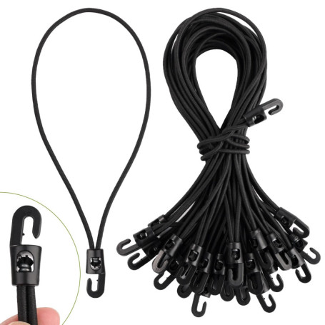 Vikcvcsc 30 Pièces Tendeurs Elastique avec Crochets, 25cm Tendeur Elastique,Tendeur de Bâche Multifonctionnel Corde Elastique, N