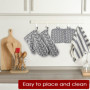 Rseuphiee Gants de Four, Résistant à la Chaleur Gant Four en Coton, 1 Paire Gant Cuisine Coton avec 4 Maniques Cuisine, Antidéra