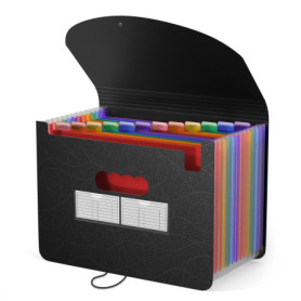 Dossier en expansion, A4 Accordéon Wallet Folder with 13 Pockets File Organisateur Portable Documents Holder with Lid,Multicolor