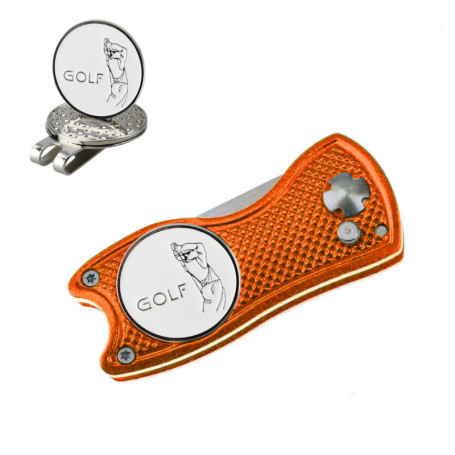 Crestgolf Golf Divot Tool avec Bouton Pop-up et Marqueur de Balle Magnétique Pitch Mark Mini-Outil Portable et Pliable Léger
