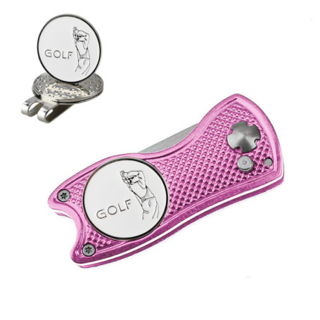 Crestgolf Golf Divot Tool avec Bouton Pop-up et Marqueur de Balle Magnétique Pitch Mark Mini-Outil Portable et Pliable Léger(Pin