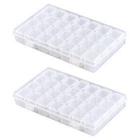 Lot De 2 Boîtes De Rangement Avec 28 Compartiments, Boîte D'Accessoires Pour Peinture Diamant, Boîte De Rangement Pour Bijoux, B