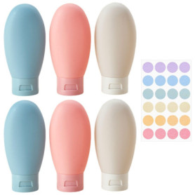 6 Morceaux De Bouteilles Et 1 Étiquette Multicolore, Bouteille D'Extrusion Portable, Fournitures De Voyage, Peuvent Être Utilisé