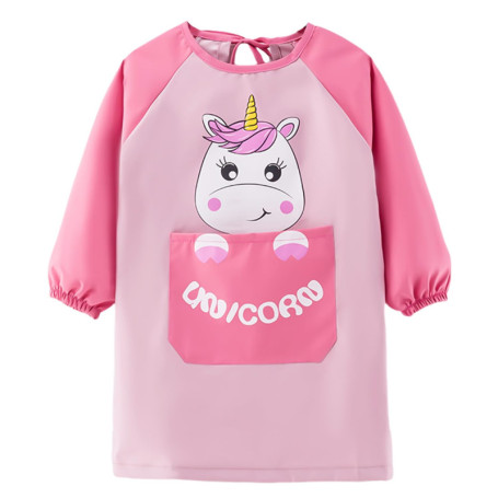 LCIEFKAE 1 Morceau d'enfants dans Un Sweat À Capuche À Bras Longs Rose, Un Motif De Poney avec des Sacs, Un Tablier Étanche Et S