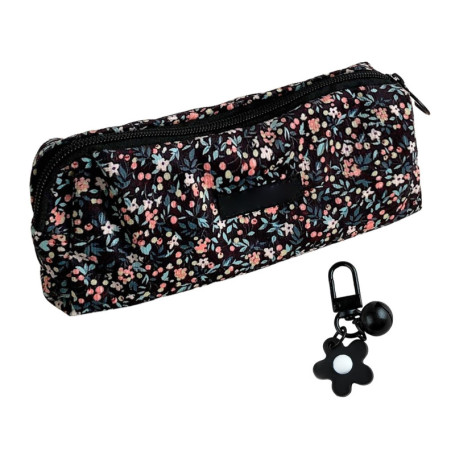 1 Sac De Rangement En Velours Côtelé Et 1 Pendentif Fleur, Sac De Rangement Rétro, Trousse À Cosmétiques, Trousse De Toilette, T