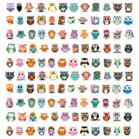 CVFRTT 120 Autocollants Hibou, Autocollants Animaux Mignons, Autocollants Graffiti De Dessin Animé Imperméables, Bagages Décorat