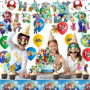Décoration d'anniversaire pour enfants ballons, Ensemble de 56 pièces sur le thème des jeux, Comprenant bannière, Décorations po