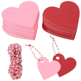 TRKETK 200 Pièces Etiquettes Kraft, Étiquettes en Forme de Cœur avec 20 m de Corde de Chanvre Étiquettes Cadeaux Vierges Double 