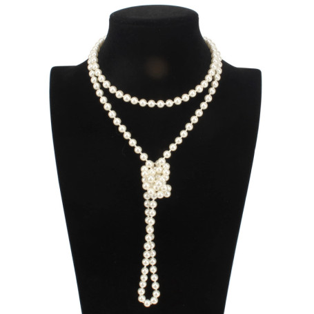Kawailay Fashion Long collier de perles artificielles 1920s Gatsby Pearl Collier de perles multi-couches pour femmes et filles 1