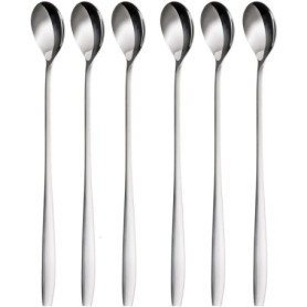 Ensemble de cuillères à Latte Macchiato, 6 pièces, 22 cm - cuillères Longues pour Cocktails et Desserts, Acier Inoxydable Poli, 