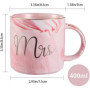 Greneric Mr and Mrs mugs tasses à café en céramique marbrées à motifs dorés, parfaites pour le thé et l'eau, 400 ml, 2 pièces, c