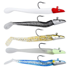 TDDL 5 Pièces Leurre Peche Mer, 11CM Leurres Souples Pêche Appâts avec T-Tail Articles de Pêche en Silicone Leurres de Pêches Ar