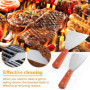 THATSRAD 2 PCS Spatule Inox Manche en Bois Spatule Barbecue Plancha Grattoir Plancha Inox Spatule Plancha Inox Teppanyaki Spatul