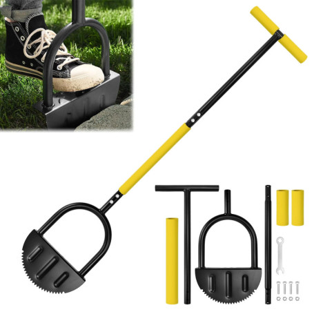 Zuxbolf Coupe Bordure Manuelle, 107cm Coupe-Bordure Demi-Lune Dresse Bordure Dentelé Outil de Bordure de Pelouse Manuel Poignée 