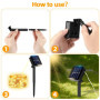 Lot de 2 Guirlande Solaire Exterieur Jardin, Guirlande lumineuse solaire,12M 120 LED Noël Guirlande Lumineuse Solaire 8 Modes Ét