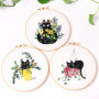 MINGHAM Lot de 4 kits de broderie motif chat avec motifs et instructions pour débutants kits de point de croix pour adultes, fil