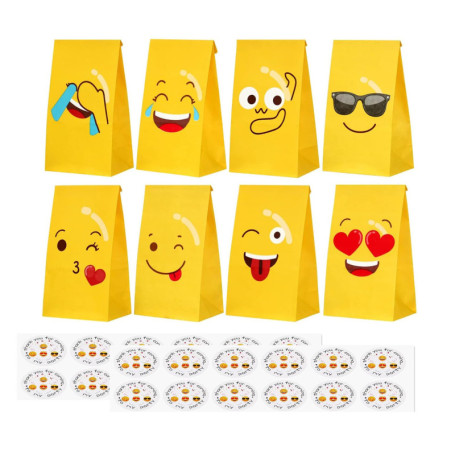 JOYISEN Pochette Cadeau 24 Pièces Sac Cadeau Petit avec 24 Autocollants 70GSM Sac Papier pour Enfants Anniversaire Mariage Gradu