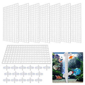 XianzhanEU 8 Pièces Diviseur D'Aquarium, Blanc Plastique Filet Séparateur Aquarium, Separation Aquarium, avec 16 Ventouses, pour