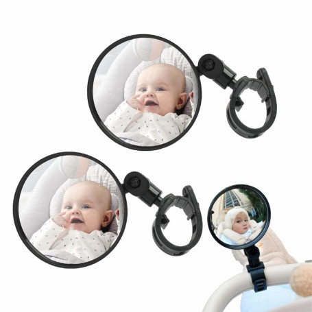 2 PCS Miroir Voiture Bébé, Retroviseur Voiture Bebe, Miroir Bébé 360° Rotation Réglable, Polyvalent Rétroviseurs Vélo Nylon HD p