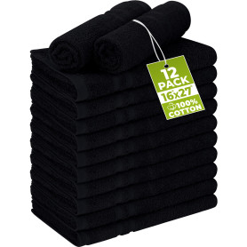 Utopia Towels Lot de 12 Serviettes de Salon en Coton résistantes à l'eau de Javel (40,6 x 68,6 cm) – Serviettes de Sport sans Da