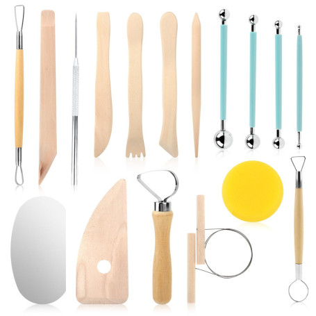 17 PCS Outil Modelage Argile, Outil Sculpture Modelage, Outil Modelage Clay Sculpting Tools,kit poterie,Outils de Sculpture,pour