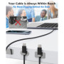 Magtame StayCable Câble USB C vers Lightning avec support de câble magnétique 1 m Charge rapide, tressé et synchronisation des d