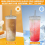 Byfoyif 2 Pcs Verre avec Couvercle et Paille 650 ml, Verre Bubble Tea Réutilisable, Gobelet Smoothie Transparent sans BPA, Tasse