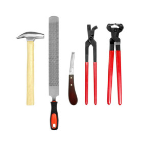 QWORK® Lot de 5 Kit pour Changer de Fer à Cheval, Pince à Sabots - Couteau à Sabot - Râpe à Sabot - Marteau à Sabot - Pince à Ri