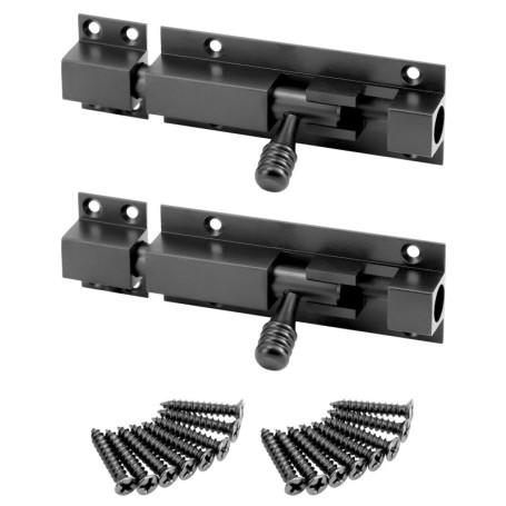 QWORK® 2X Verrou targette en alliage d'aluminium - 130 x 37 mm - boulon Ø 12 mm - Loquet coulissante pour porte, fenêtre, portai