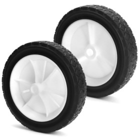 QWORK® Lot de 2 Roue e Remplacement pour Tondeuse, Chariot de Gril, Chariot à Bras - Caoutchouc & ABS, Diamètre 175 mm, Capacité