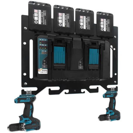 QWORK® 3-en-1 Support Batterie, Support Batterie Mural, Compatible avec Makita 14,4 V et 18 V Batteries, Chargeurs, Visseuses sa