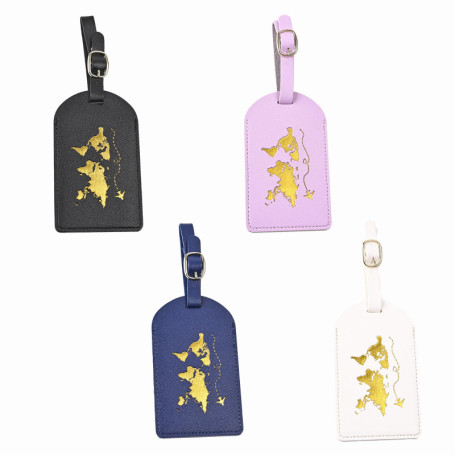 AOOTUERL 4 Pcs Etiquette Valise, Etiquette Valise PU cuir Bagage, Étiquette Valise Avion avec Carte D'identification de NomPeut 