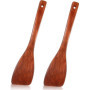 Spatule de cuisine en bois à long manche de 33 cm, 2 Spatules de cuisine en bois, ustensiles de cuisine en bois de haute qualité