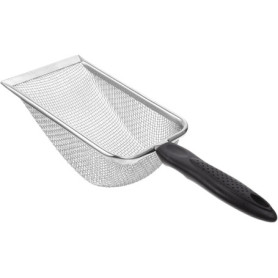 Nokwocy Pelle à litière pour chat - En métal - Avec poignée en bois - Taille des pores de 2 mm - Pelle pour chat