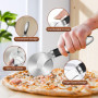 Roulette Pizza Inox, 21 cm, Hochwertige Roulette à Pizza, PoignéE Ergonomique Antidérapante, Tranchante Lame avec Couvercle de P