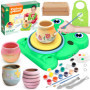 Kit Poterie Enfant 6 7 8 9 10 Ans, Jouet Tour de Potier Électrique, Ceramique Outil avec Argile Autodurcissante Pottery Clay Bri