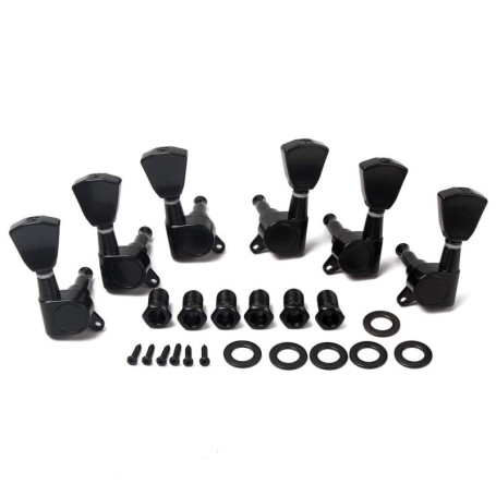 Alnicov Guitar Locking Tuners 3L3R Keystone Knobs avec cordon de verrouillage scellé pour guitare électrique ou acoustique noir