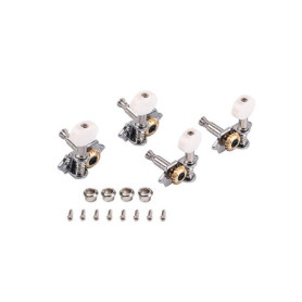 Alnicov Tuning Pegs 2 R2L Tuners avec bouton blanc pour ukulélé 4 cordes