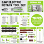 WORKPRO Outil Rotatif Multifonction 3,6V, Kit d’Outils Rotatifs Électriques avec 70 Accessoires, 3 Vitesses Variables 12000-1700