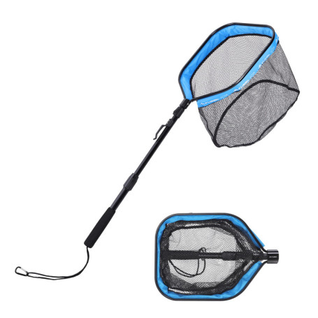 FLISSA Épuisette de Pêche Télescopique Pliable – Manche Réglable en Aluminium, Filet Revêtu de PVC Durable – Epuisette Peche Car