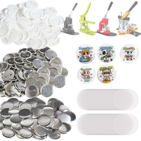 VEVOR Badge Personnalisé 58 mm 500 Kits de Consommables Badges à Épingles Fournitures pour la Fabrication de Badge Rond avec Cou