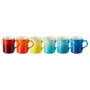 LE CREUSET Lot de 6 grandes tasses à cappuccino en grès, 400 ml, arc-en-ciel, 79296408429030