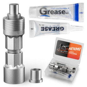 HENMI Extracteur de manivelle de vélo 14 mm - Outil de pédalier pour clé de 16 mm - Extracteur avec huile lubrifiante et graisse